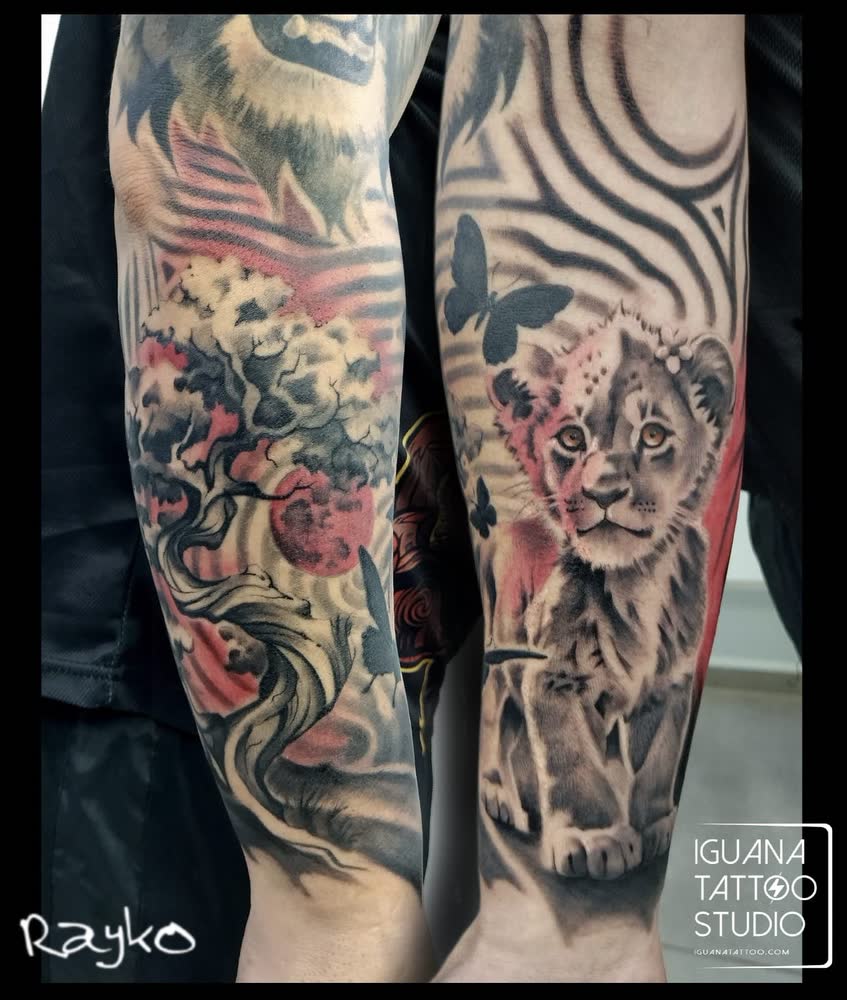 Tatuaje a color con sombras de Rayko